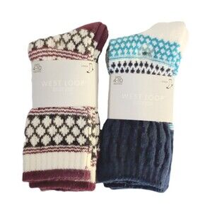 NWT West Loop Butter Socks 2sets-2pair sz 4-10 Womens Purple Green Gray Crew